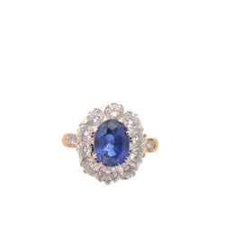 Bague Marguerite en or jaune, platine, saphir et diamants - Castafiore