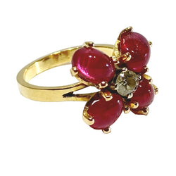 Bague Marguerite en or jaune, rubis et diamant - Castafiore