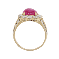 Bague Marguerite en or jaune, rubis et diamants - Castafiore