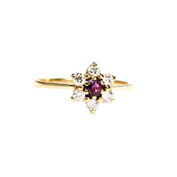 Bague Marguerite en or jaune, rubis, et diamants - Castafiore