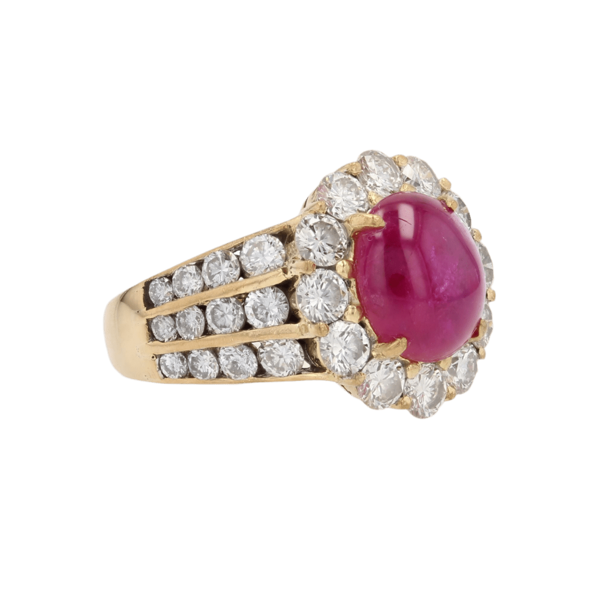 Bague Marguerite en or jaune, rubis et diamants - Castafiore