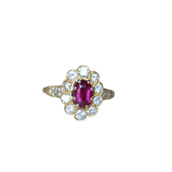 Bague Marguerite en or jaune, rubis et diamants - Castafiore