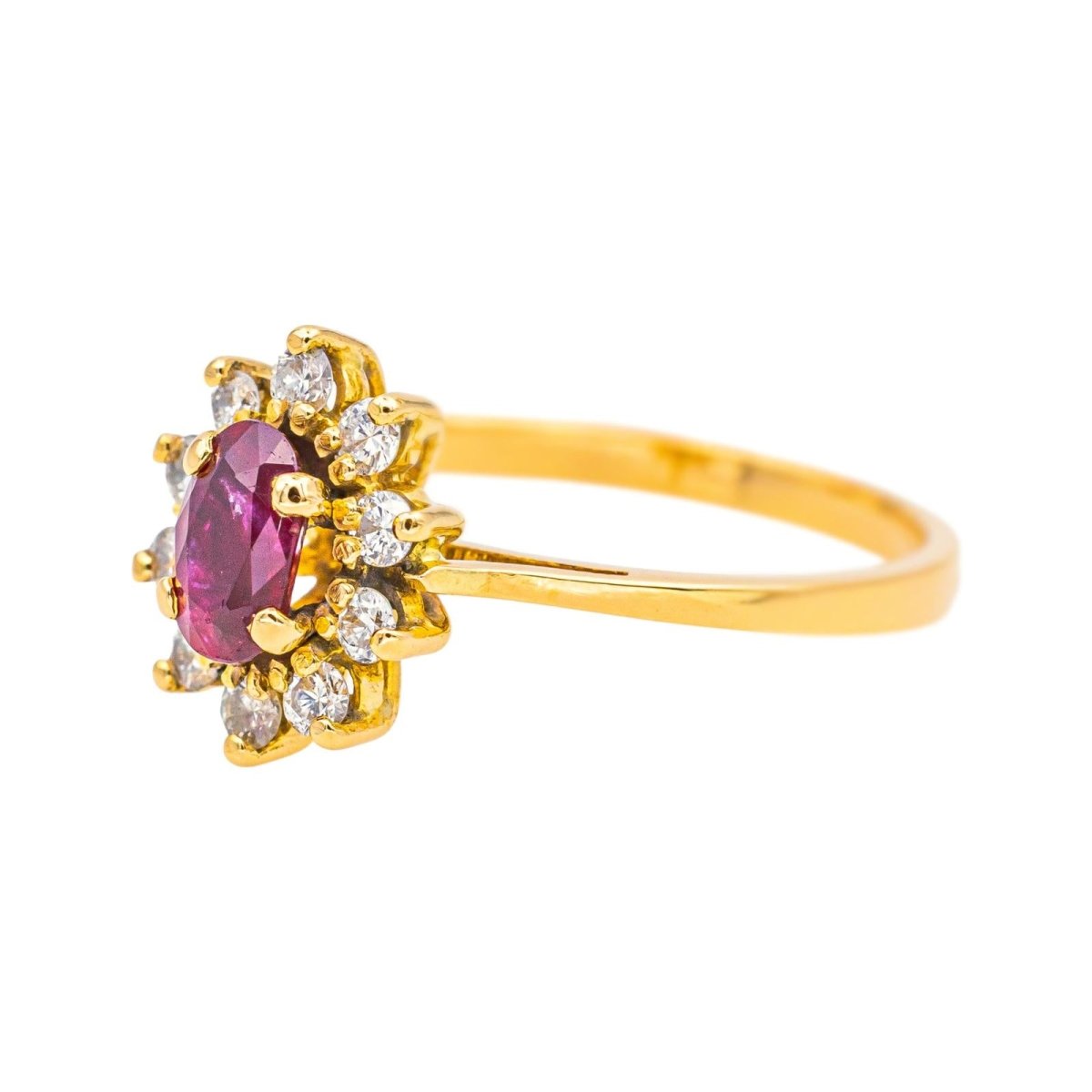 Bague Marguerite en or jaune, rubis et diamants - Castafiore
