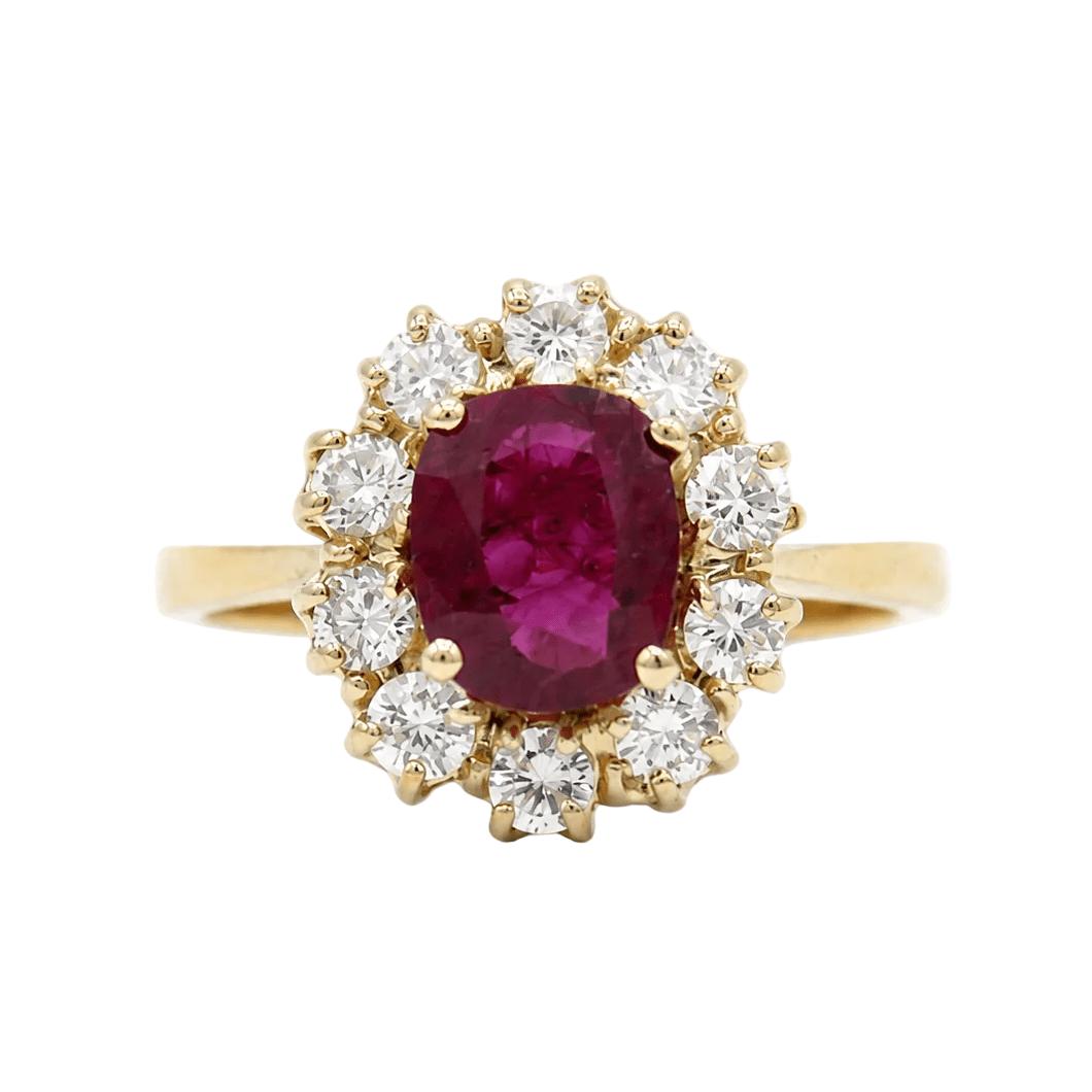 Bague Marguerite en or jaune, rubis et diamants - Castafiore