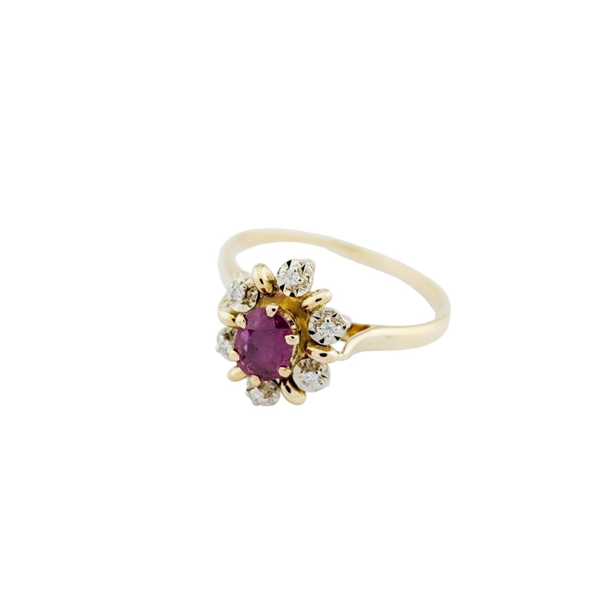 Bague Marguerite en or jaune, rubis et diamants - Castafiore
