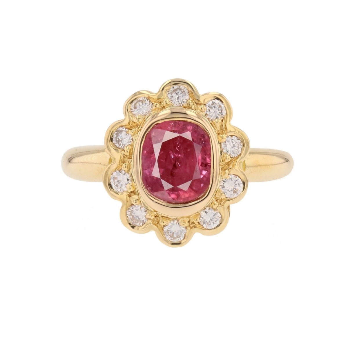 Bague Marguerite en or jaune, rubis et diamants - Castafiore