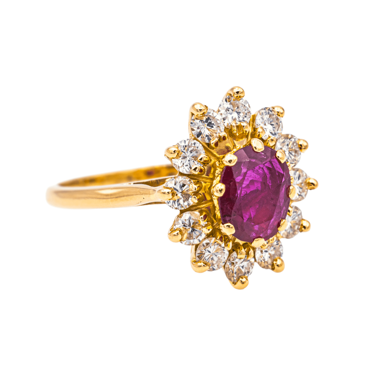 Bague Marguerite en or jaune, rubis et diamants - Castafiore