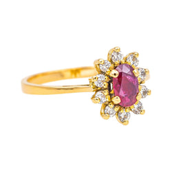 Bague Marguerite en or jaune, rubis et diamants - Castafiore