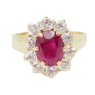 Bague marguerite en or jaune, rubis et diamants - Castafiore