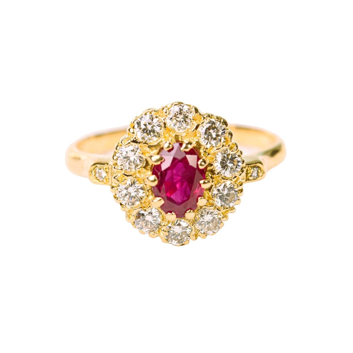 Bague Marguerite en or jaune, rubis et diamants - Castafiore