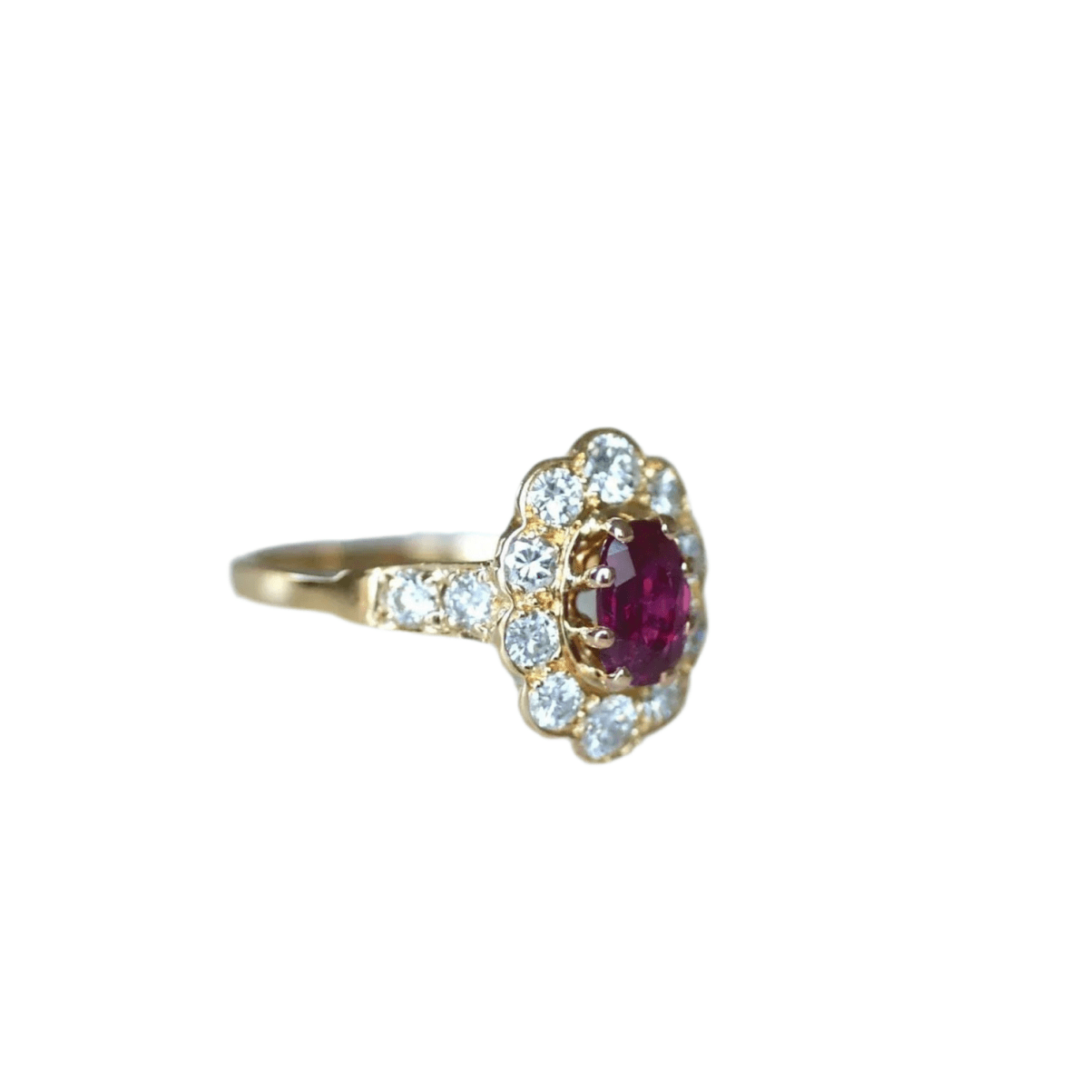 Bague Marguerite en or jaune, rubis et diamants - Castafiore