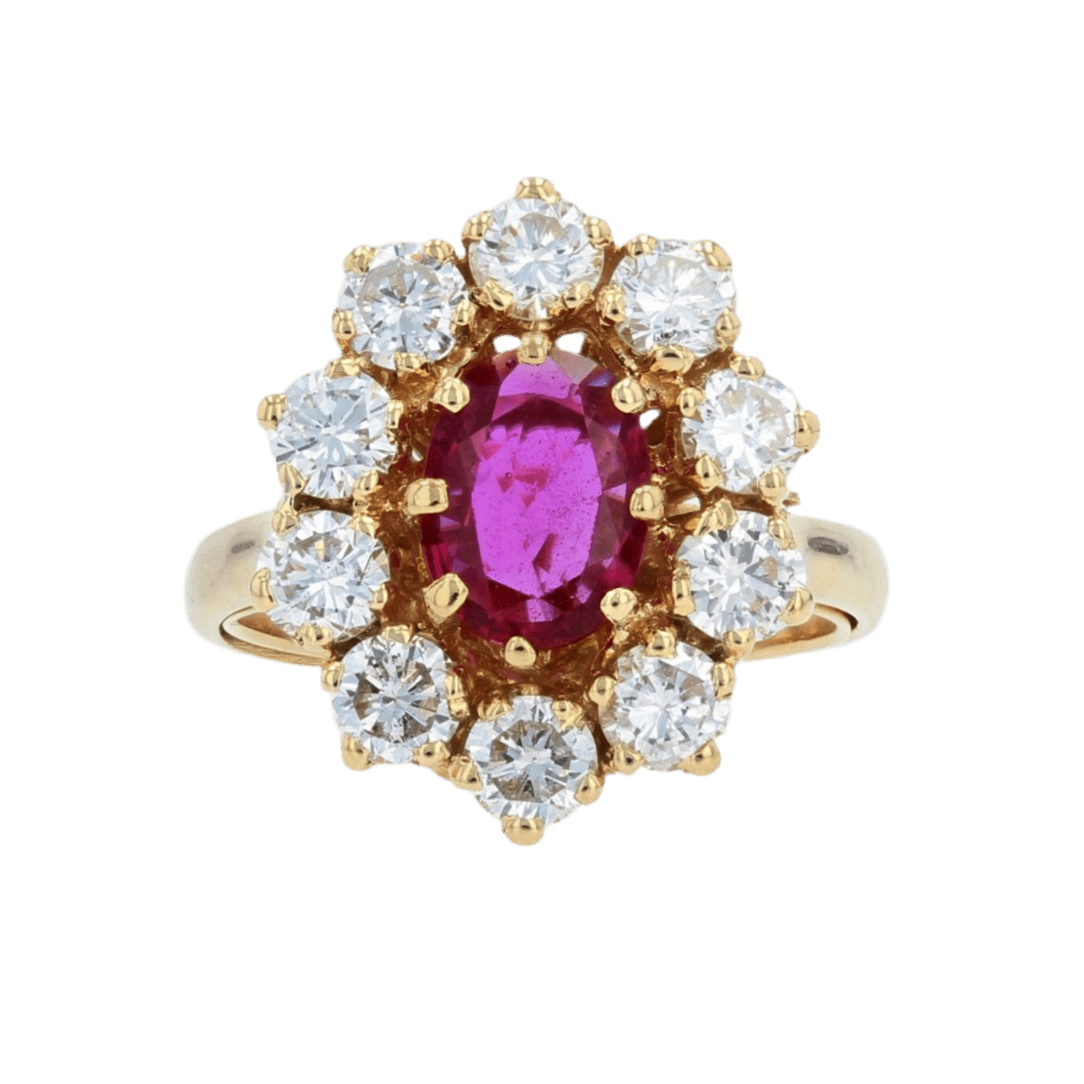 Bague Marguerite en or jaune, rubis et diamants - Castafiore