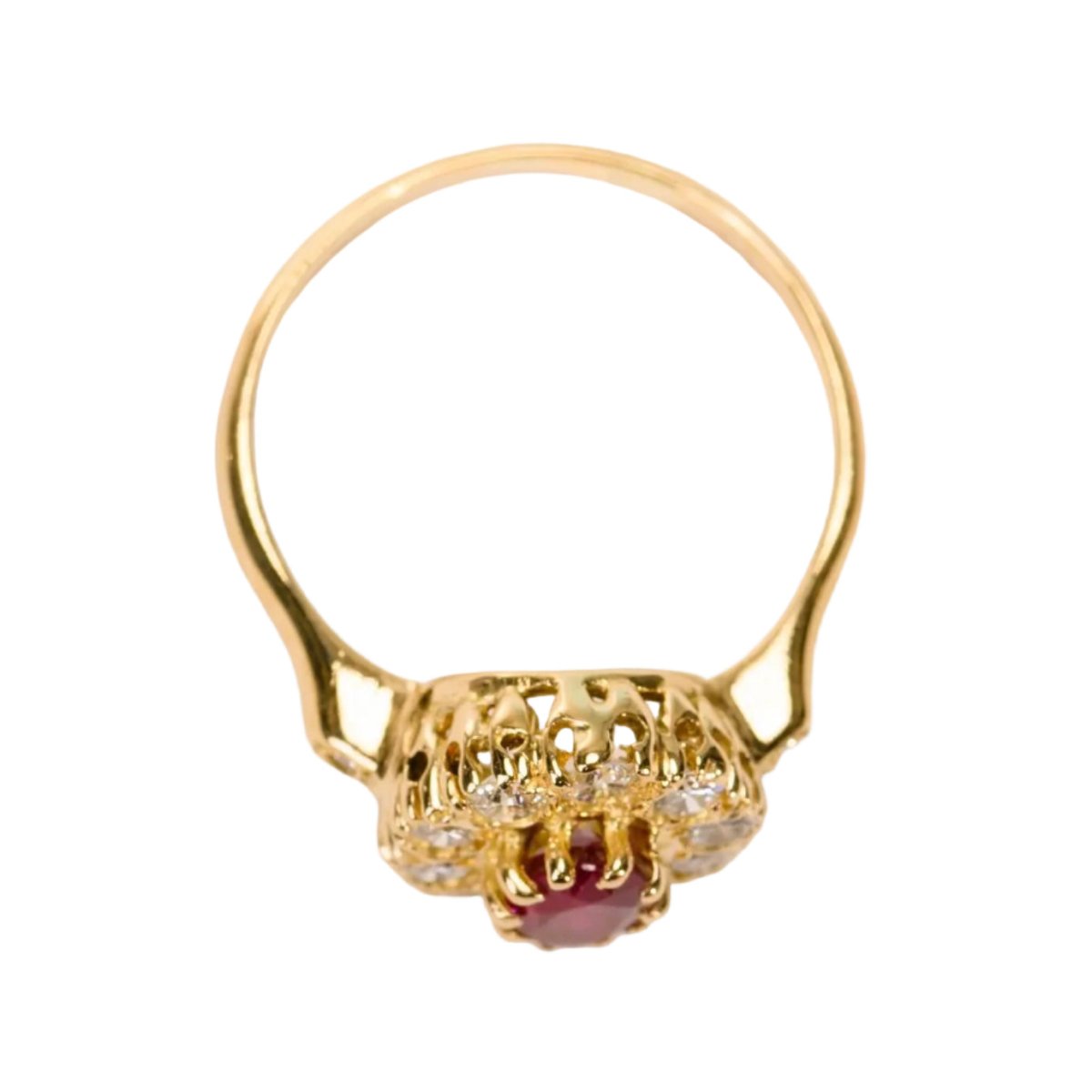 Bague Marguerite en or jaune, rubis et diamants - Castafiore