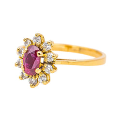 Bague Marguerite en or jaune, rubis et diamants - Castafiore