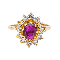 Bague Marguerite en or jaune, rubis et diamants - Castafiore
