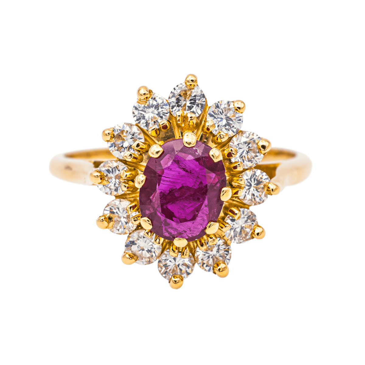 Bague Marguerite en or jaune, rubis et diamants - Castafiore