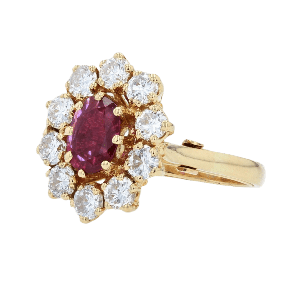 Bague Marguerite en or jaune, rubis et diamants - Castafiore
