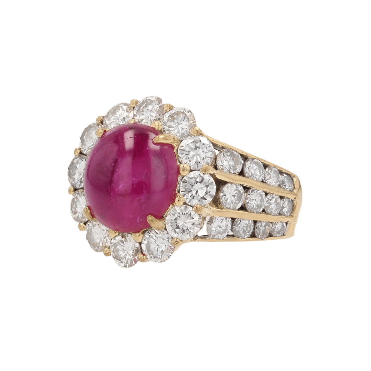 Bague Marguerite en or jaune, rubis et diamants - Castafiore
