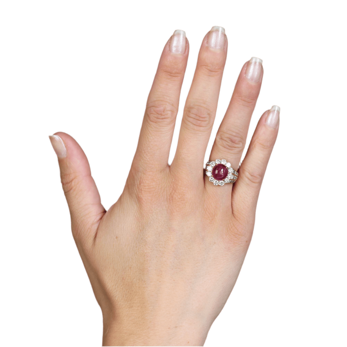 Bague Marguerite en or jaune, rubis et diamants - Castafiore