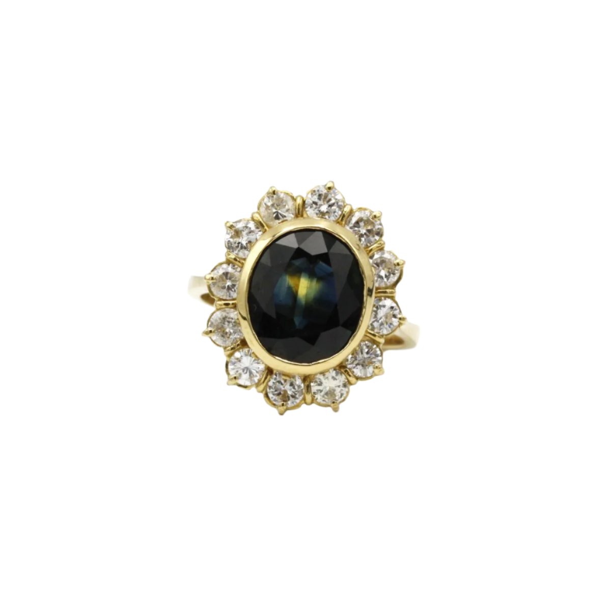 Bague Marguerite en or jaune, saphir et diamant - Castafiore