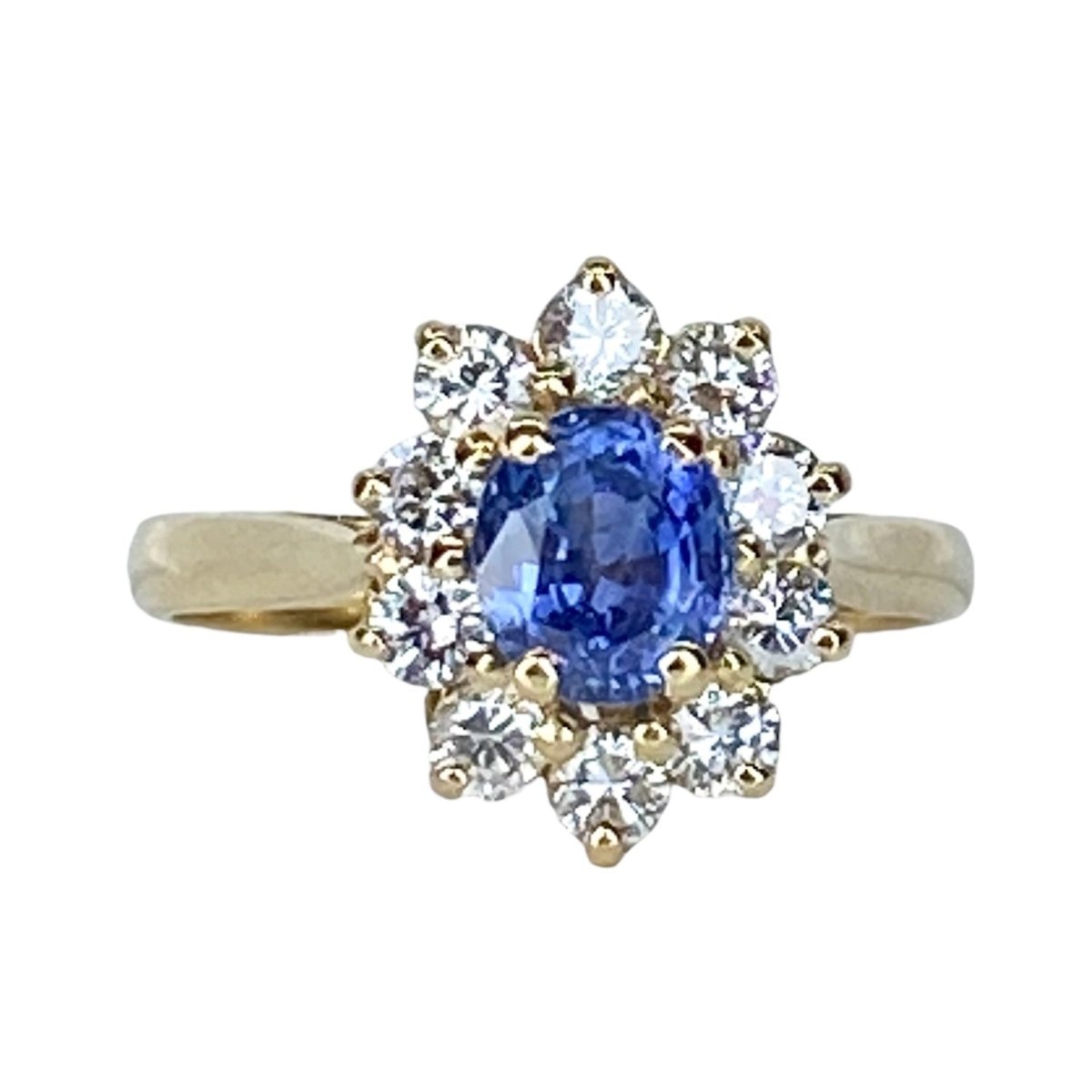Bague Marguerite en or jaune, saphir et diamants - Castafiore