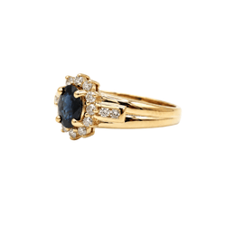 Bague Marguerite en or jaune, saphir et diamants - Castafiore