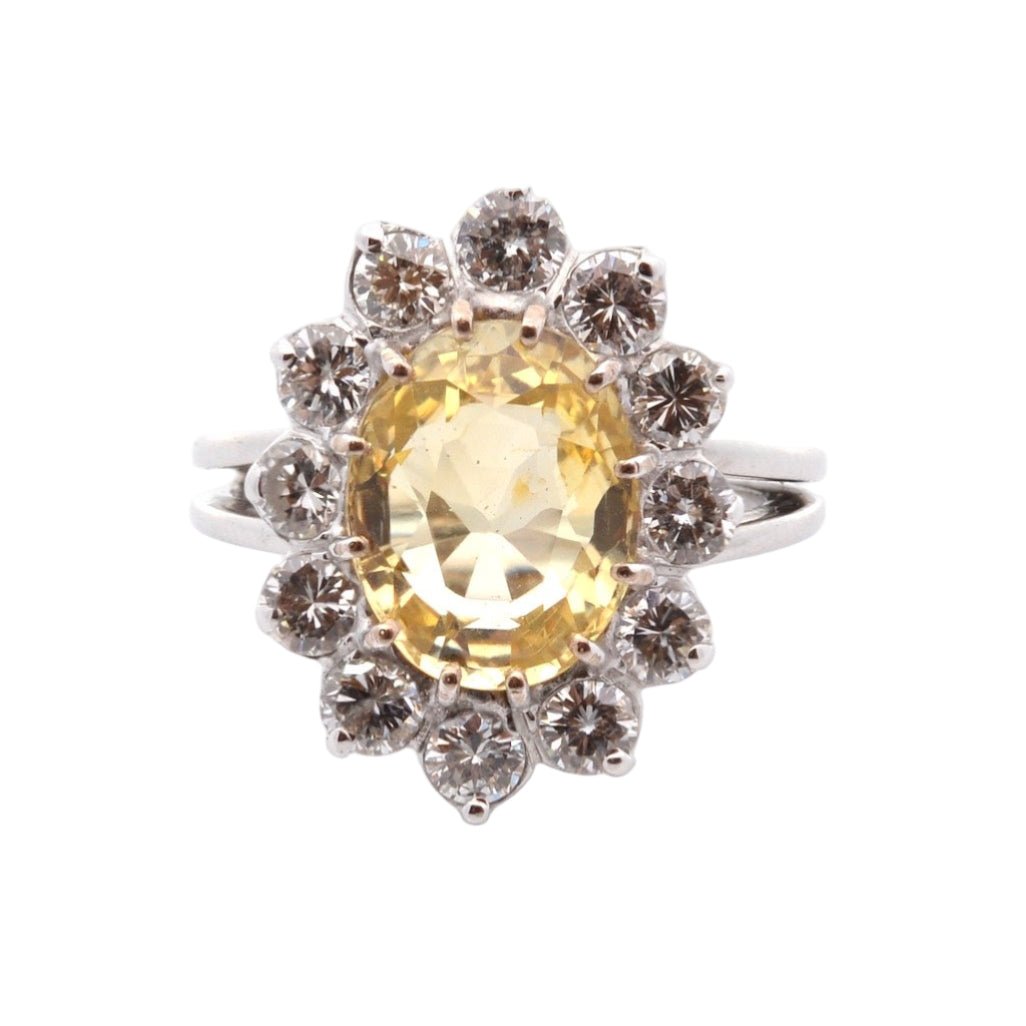 Bague Marguerite en or jaune, saphir et diamants - Castafiore