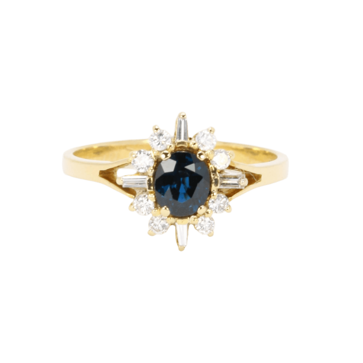Bague Marguerite en or jaune, saphir et diamants - Castafiore