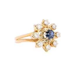 Bague marguerite en or jaune saphir et diamants - Castafiore