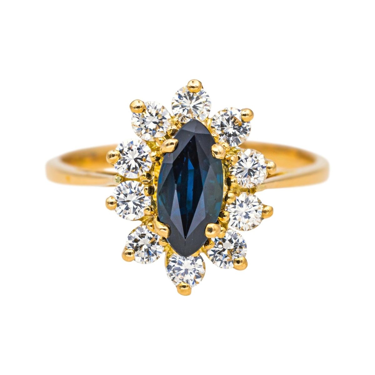 Bague Marguerite en or jaune, saphir et diamants - Castafiore