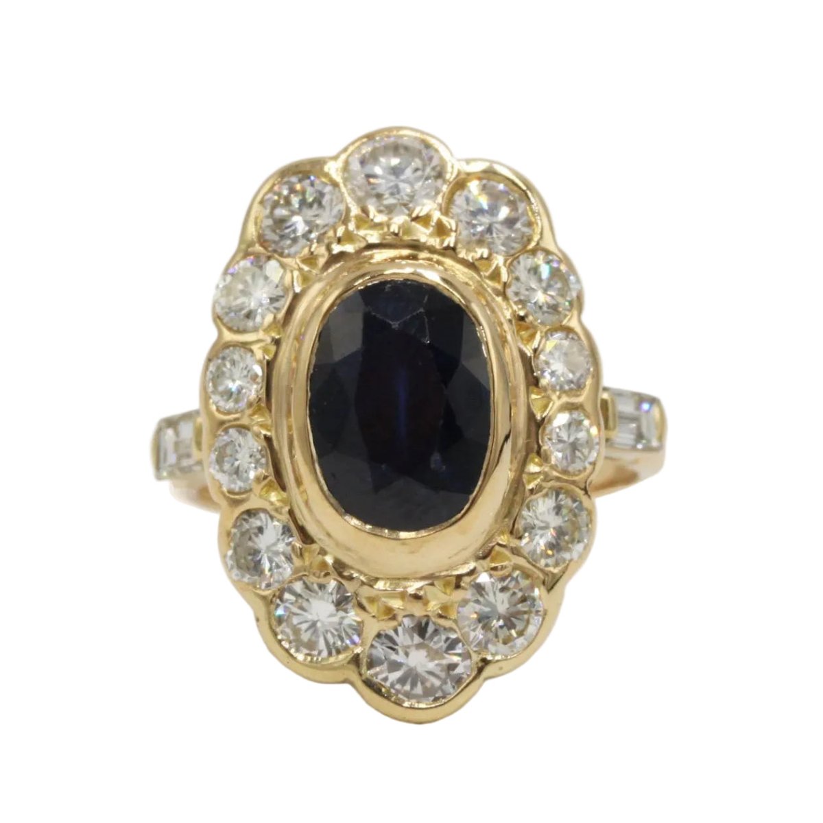 Bague Marguerite en or jaune, saphir et diamants - Castafiore
