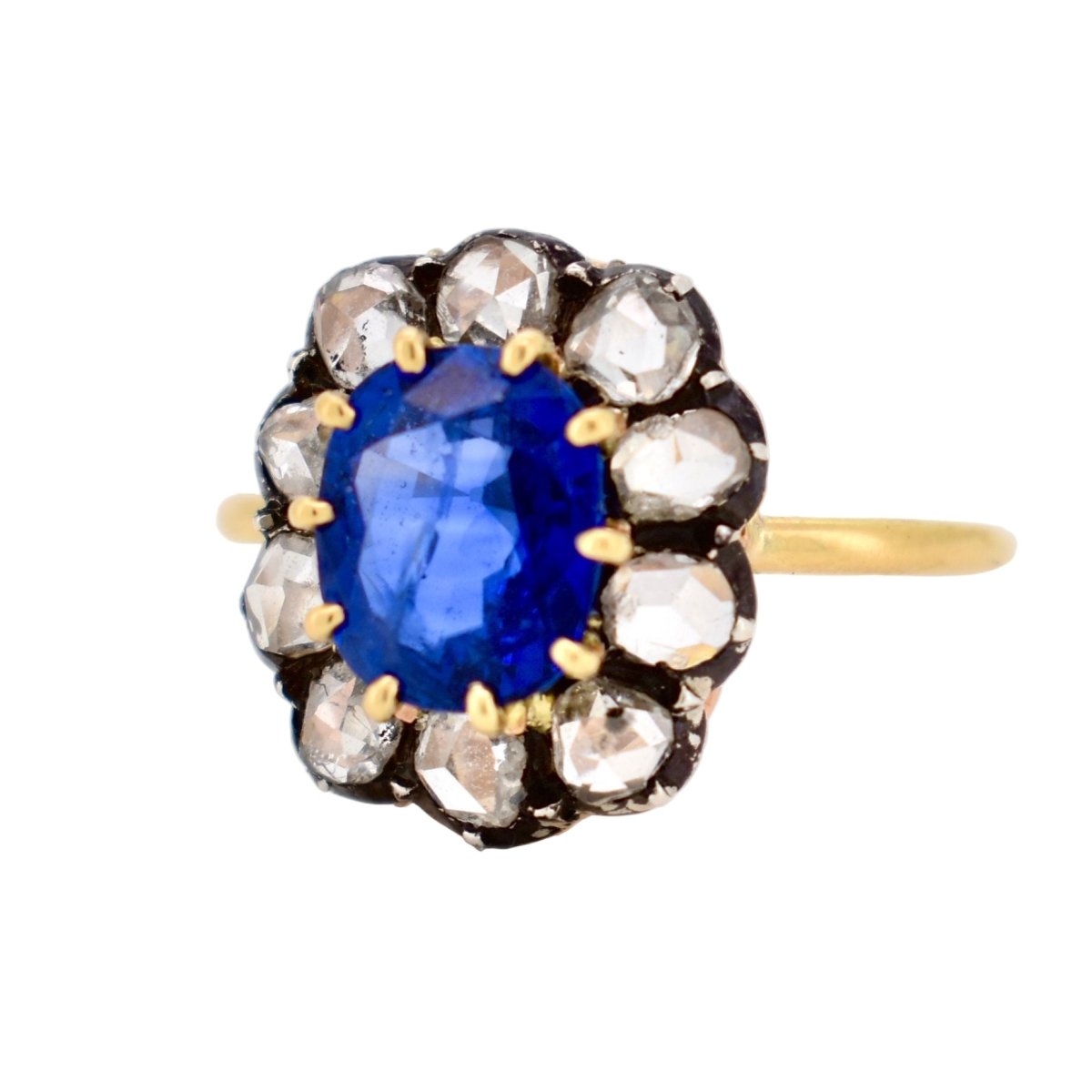 Bague Marguerite en or jaune, saphir et diamants - Castafiore