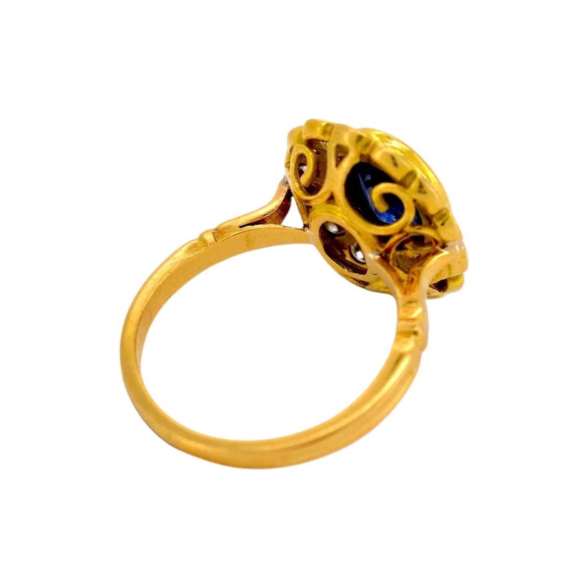 Bague Marguerite en or jaune, saphir et diamants - Castafiore