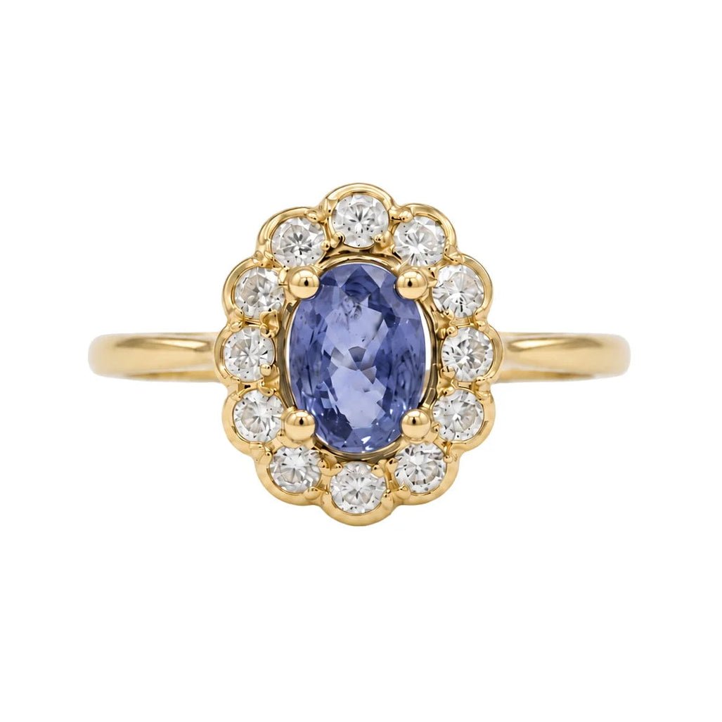 Bague Marguerite en or jaune, saphir et diamants - Castafiore