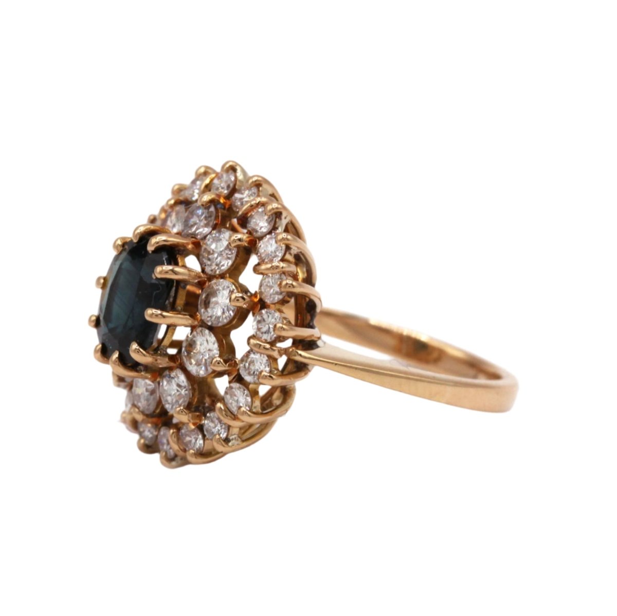 Bague Marguerite en or jaune, saphir et diamants - Castafiore