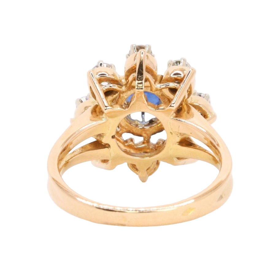 Bague marguerite en or jaune saphir et diamants - Castafiore