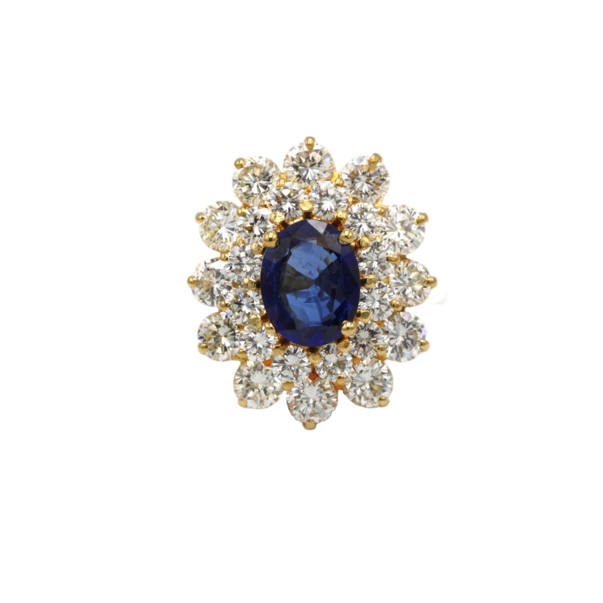 Bague Marguerite en or jaune, saphir et diamants - Castafiore