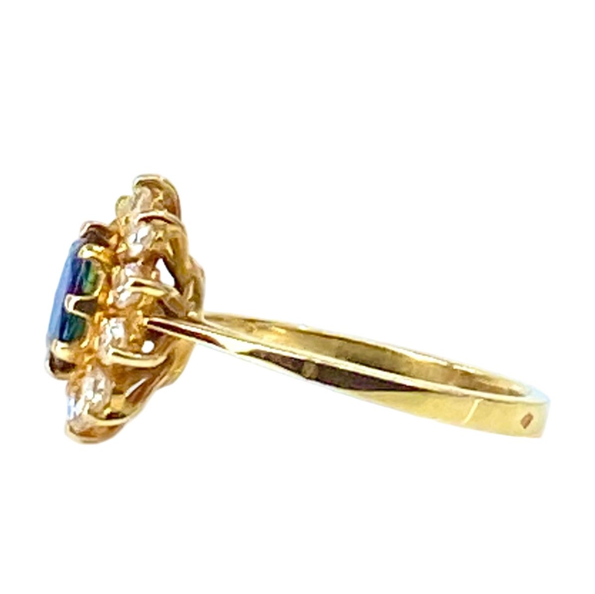 Bague Marguerite en or jaune, saphir, et diamants - Castafiore