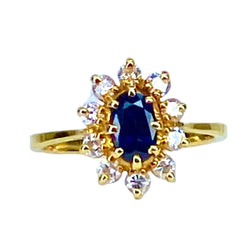Bague Marguerite en or jaune, saphir, et diamants - Castafiore