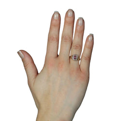 Ring antique pink sapphire daisy and diamonds