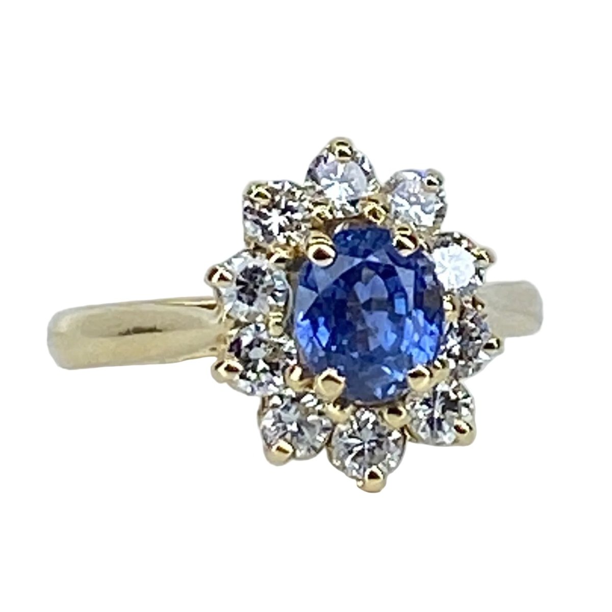 Bague Marguerite en or jaune, saphir et diamants - Castafiore