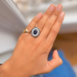 Bague Marguerite en or jaune, saphir et diamants - Castafiore