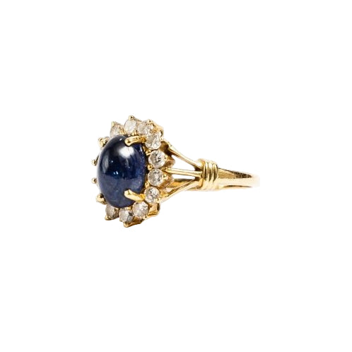 Bague Marguerite en or jaune, saphir et diamants - Castafiore