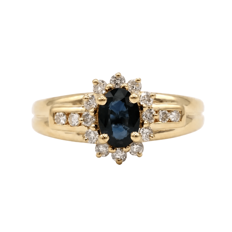 Bague Marguerite en or jaune, saphir et diamants - Castafiore