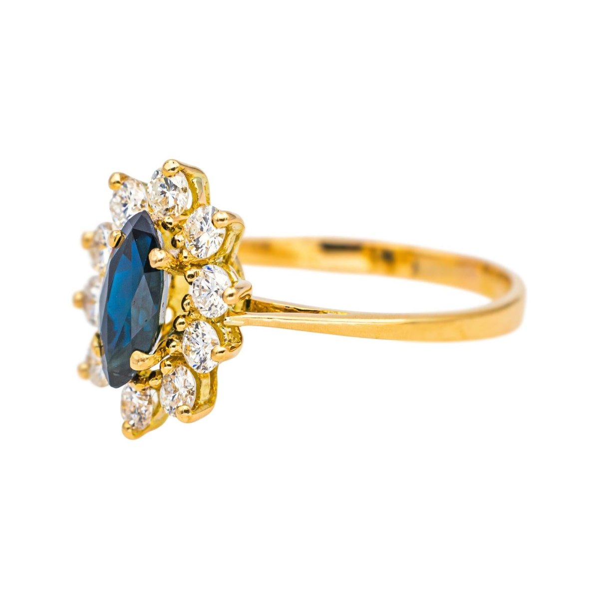 Bague Marguerite en or jaune, saphir et diamants - Castafiore