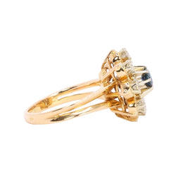 Bague marguerite en or jaune saphir et diamants - Castafiore