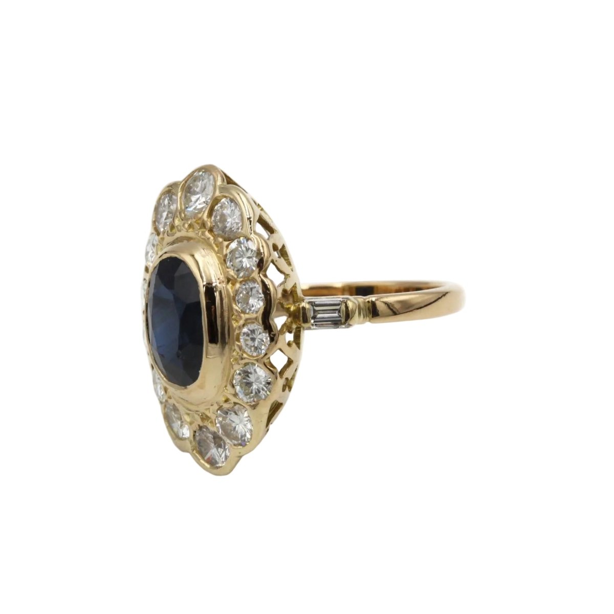 Bague Marguerite en or jaune, saphir et diamants - Castafiore