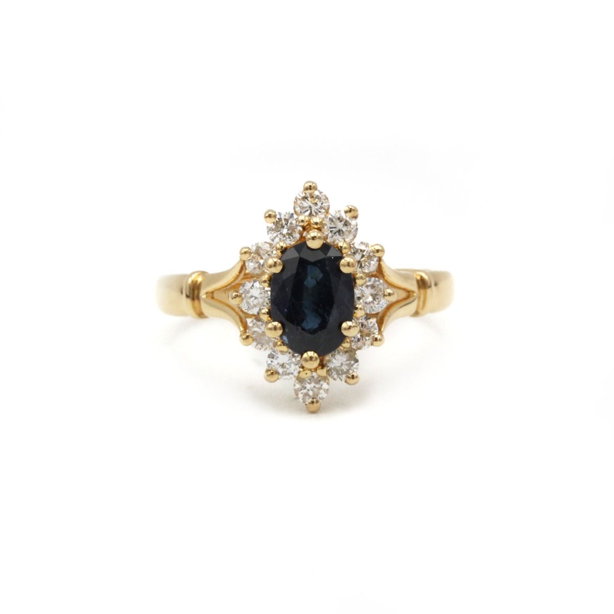 Bague Marguerite en or jaune, saphir et diamants - Castafiore