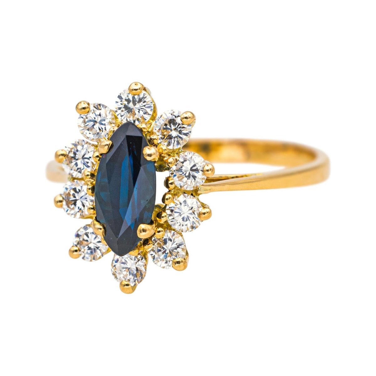 Bague Marguerite en or jaune, saphir et diamants - Castafiore