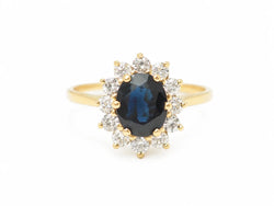 Bague Marguerite en or jaune, saphir et diamants - Castafiore